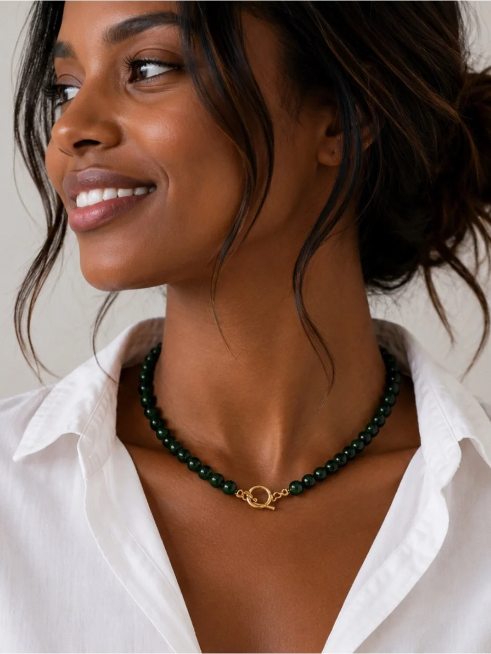 New! Preppy Colorful Green Beaded Necklace NWOT